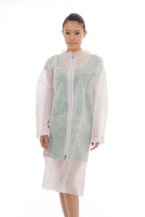 China Wholesale Disposable Use Lab Coat With Zipper Closure And Different Style Collar For Factory