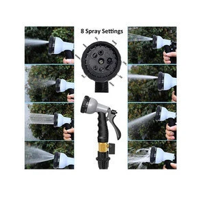 100 FT Expandable Magic Expanding Flexible Hose with Brass Fittings Spray Gun Nozzle Garden Water Hose Pipe reel