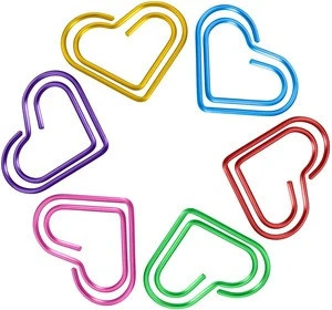 105 pcs multicolor heart shape paper clips for school,office supplies