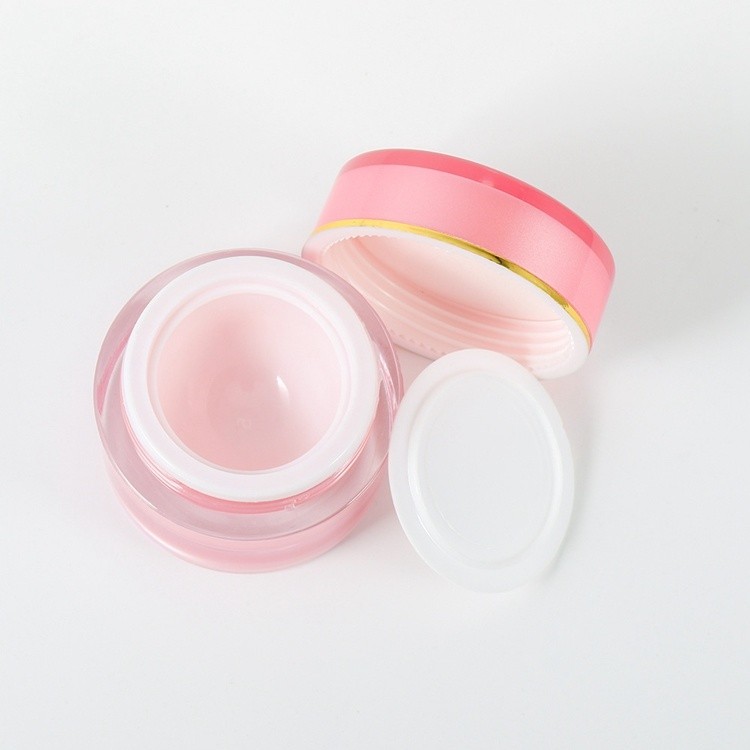 10g Pink Acrylic Plastic Cosmetic Face Cream Jar with Lid