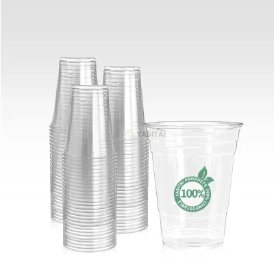 12oz 16oz 20oz Eco Friendly Disposable Compostable Biodegradable Clear PLA Plastic Cup