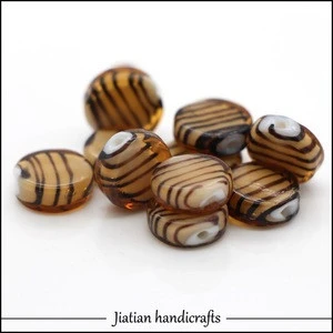 14mm lentil lampwork amber glass swirl beads wholesale for jewelry making