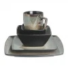 16 pieces square taupe luxury roller kiln glazed ceramic dinnerware set for indonesia