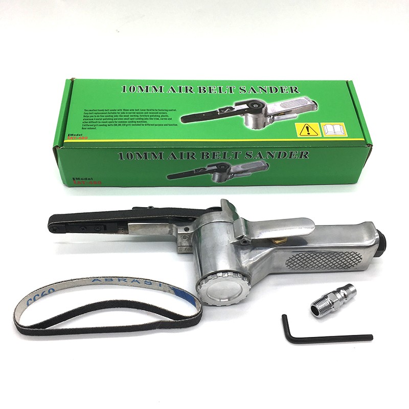 16000RPM 10mm Pneumatic Air Belt Sander Polisher Grinding Machine Tool Mini Handheld Belt Sander Metal Knife Edges Sharpener