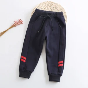 2019 winter new middle and small children double-sided velvet cotton trousers thickened boy plush Korean version of sport pants