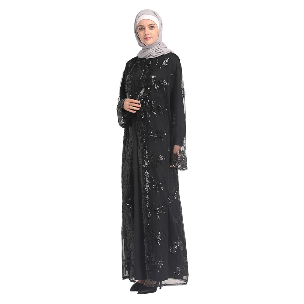 2020 Hot Sale Womens Lace Mesh Muslim Dress Fashion Trend Islamic Clothing
