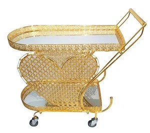 2020 popular gold color heart shape Pushcart trolley with crystals
