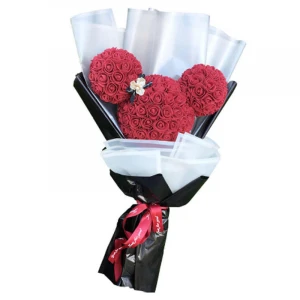 2020 Valentines Day luxury mickey mouse preserved teddy bear roses bouquet