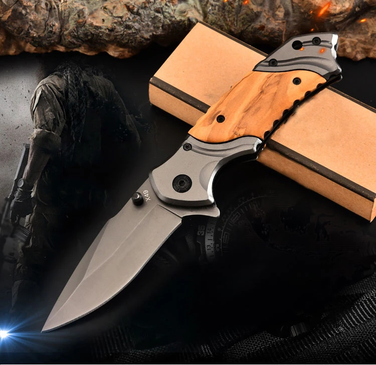 2021 Amazons best selling 3Cr13 stainless steel and wood handle folding knife