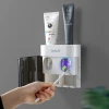 2021 hot sale automatic toothpaste dispenser wall-mounted no punching with 4pcs cup and 4pcs Toothbrush Holder