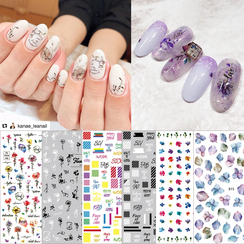 2021 Hot Selling Product 3D Nail Sticker Dry Flower Nail Sticker Low Price Wholesale Nail Sticker