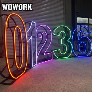 2021 WOWORK fushun new arrivals outdoor waterproof custom led APP control GRB 3D frame wire 0-9 numbers for 21 birthday party