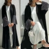 2024 New Super Black Nida Cloth Hot Selling Womens Cardigan Abaya Muslim Cross-Border Stretch Diamond Mesh Robe for Muslims