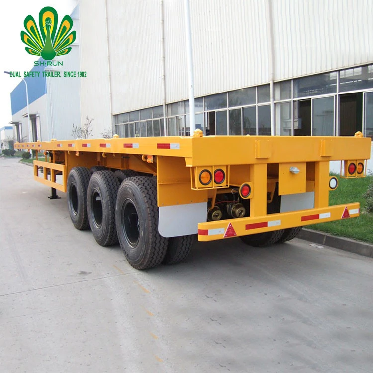 20Ft 40Ft Tri-axles container flatbed flat bed semi truck trailer