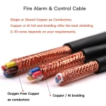 3 Core Bare Copper fire alarm cable Multi core Solid Copper Conductor auto control cable