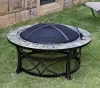 34inch round slate top Fire Pit Table with decorative stand