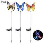 3Pack Solar Fiber Optic Butterfly Decorative Lights, Outdoor Solar Garden Lights, Solar Stake Lights