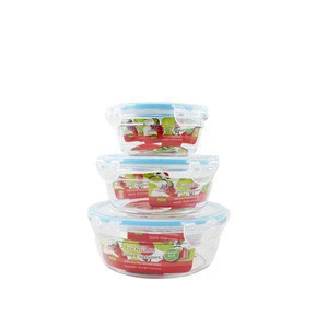 3pc Houseware Plastic Food Storage Lid Container with Sealed