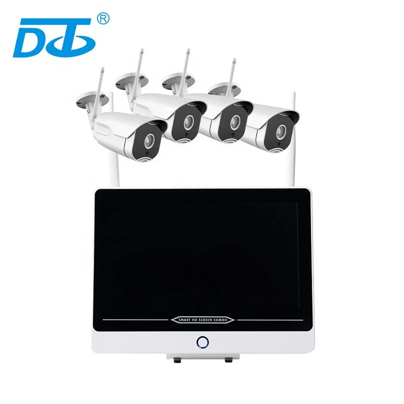 4 Channel NVR DVR Kits CCTV System 4CH wifi NVR Kit Video Surveillance Home Security Camera System with12inch lcd