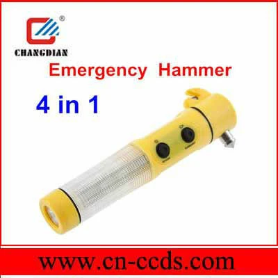 4in 1 Auto Emergency Hammer Escape Tool LED Light Instruction of multi-function flashlight for auto-used