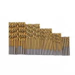 50Pcs/Set Titanium Coated Twist Drill Bit Set 1/1.5/2/2.5/3mm High Speed Steel Wood Drilling Metal working bit