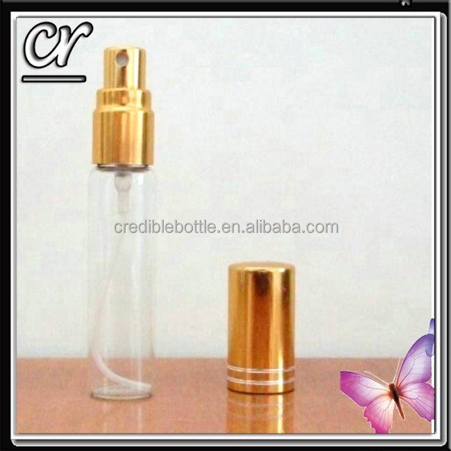 5ml 10ml Test Tube Glass Perfume Vials with Gold Sprayer
