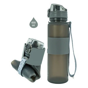 650 ml 22 oz BPA free outdoors brands sports foldable water bottle with one touch cap