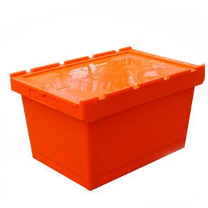 65L Attach Lid Stackable Plastic Storage Boxes With Wheels