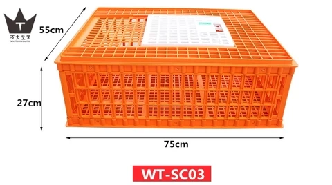 75x55x27 cm Wholesale Poultry live Chicken quail duck dove Equipment Plastic transport cage For Broiler Farm