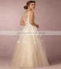 A-Line/Princess Sleeveless V-Neck Long/Floor-Length Tulle Wedding Dress With Appliqued