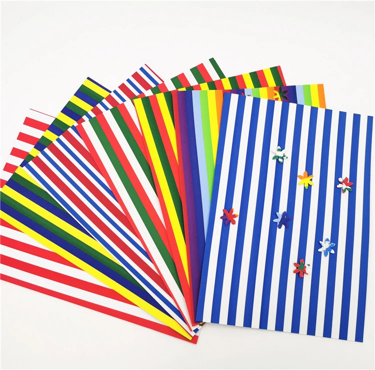 A4 size 2mm Stripe EVA Foam Sheet,Printed Stripe Craft EVA Foam Sheet,Bright Color Stripe Design A4 Size EVA Foam Sheet