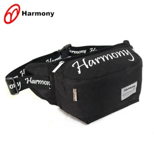 Adjustable elastic 600d black fitness fanny pack outdoor belt running sports waist bag