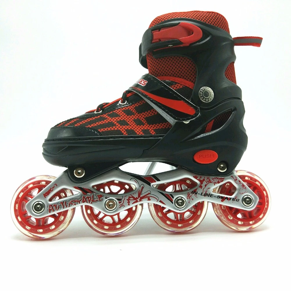 Adjustable professional retractable 4 flashing wheels inline skate roller shoes With CE
