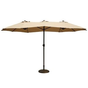 Aluminum Outdoor 15 foot Double Sided Extend Market Umbrella, Beige