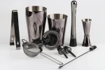 Amazon Hot Custom Logo Boston Bar Tools Set Tools Set Brushed Stainless Steel Cocktail Shaker Bar Tools Set