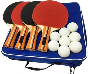 Amazon Hot Sale 4 rackets 8 balls Cheap table tennis rackets set for Training