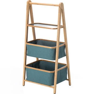 Amazon Hot Selling New Arrival bamboo rack bamboo shelf 3 layers with handles