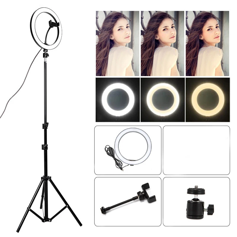 Amazon Photographic Light Phone Led Video Ring Light with Tripod Stand / Camera Circle Selfie Led Ring Light