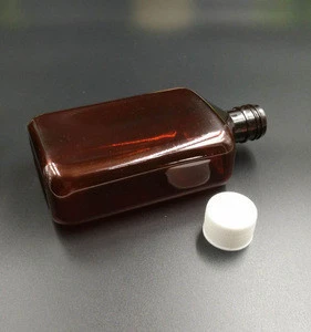 amber flat cough syrup plastic bottle 250ml,liquid medicine amber bottle