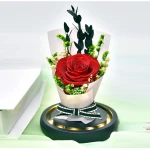 Ammy Natural And Fresh Rose Of Preserved Flower With Glass Cover And Gift Box Packing
