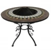 Antique mosaic round fire pit table