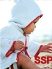 Baby Boys White Color Children Hooded Cable Knit Cardigan with Pocket