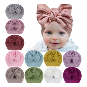 Baby Headbands Turban Knotted Baby Infant Headwraps Cotton Soft Cute Bow Cap for Toddler and Children&#x27;s