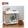 Bamboo and white console table with drawer