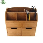 Bamboo Custom Office Desktop Holder Desk Organizer With Drawer_FSC & BSCI Factory