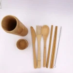 Bamboo Utensils Cutlery Set Reusable Cutlery Travel Set With Case Eco-Friendly Wooden Flatware Set For Kids & Adult