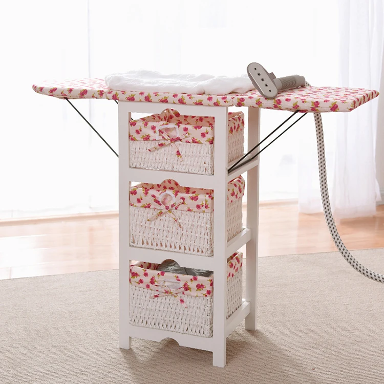 Bathroom folding iron table ironing board cabinet table with storage drawers