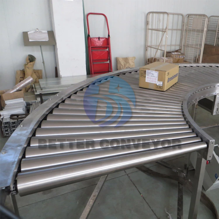 BC corner conveyor with stainless steel tapered roller motor roller conveyor for conveyor system
