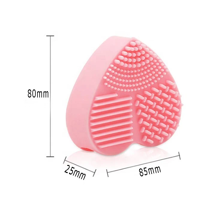 Best Selling Heart Shaped Silicone Makeup Brush Cleaning Mat Durable Cosmetic Brush Washing Cleaner Tool Pad With Suction Cup