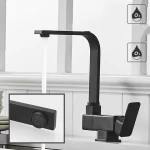Black Brass Kitchen Faucet Creative Folding Basins Short Tap Rotatable faucet Under Window AIS281S